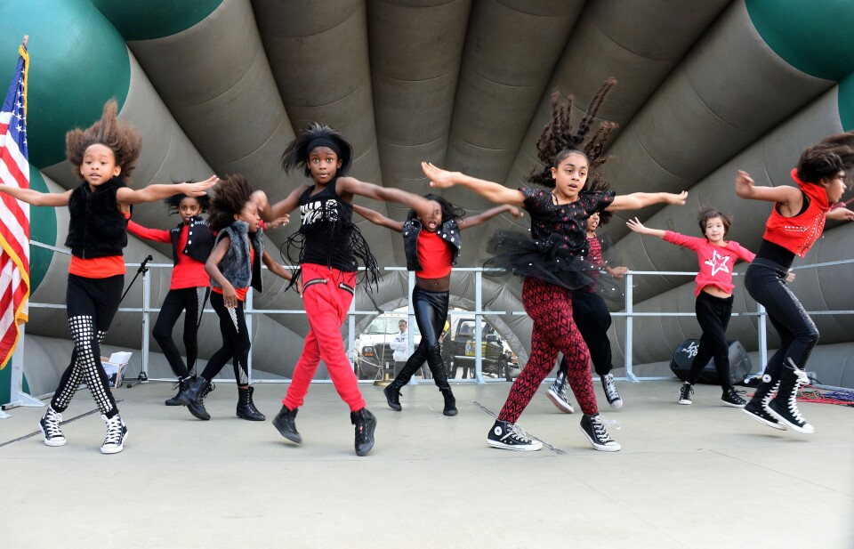 Debbie Allen Dance Academy dancers perform at the BAFTA LA Inner City Christmas Party at Athens Park, on December 21, 2013 in Los Angeles, California.