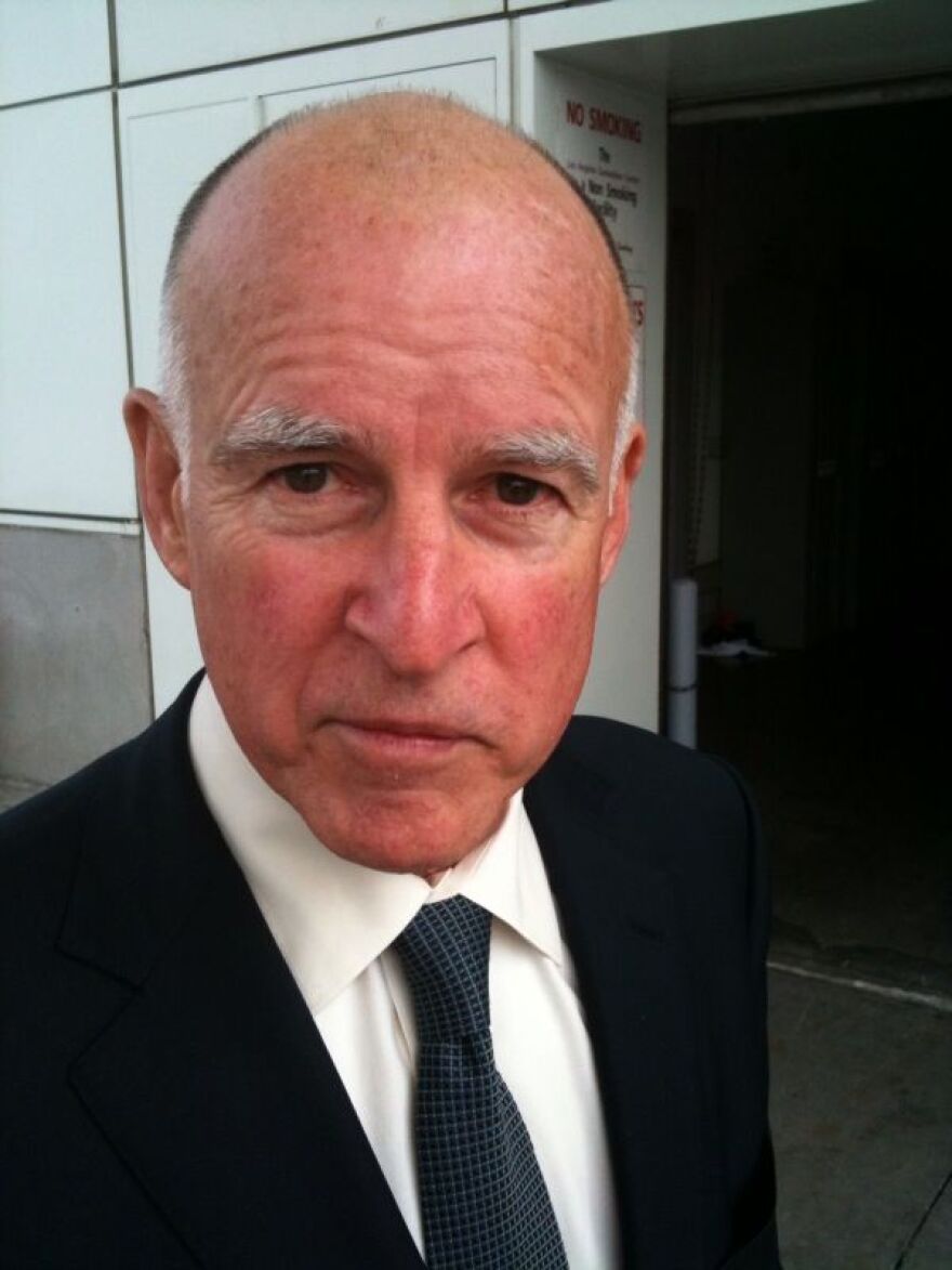 State Attorney General Jerry Brown, 71, outside the Los Angeles Convention Center.