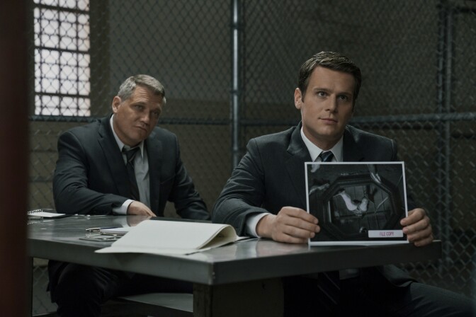Holt McCallany and Jonathan Groff in "Mindhunter."

