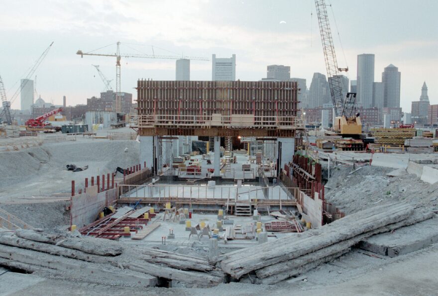 The Big Dig construction site sits empty near Boston, MA.