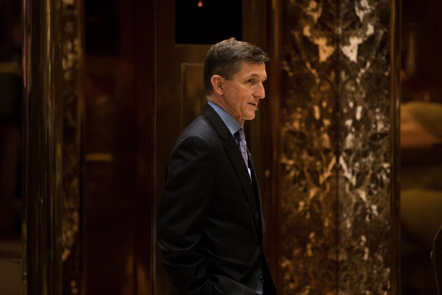 NEW YORK, NY - DECEMBER 12: Retired Lt. Gen. Michael Flynn, President-elect Donald Trump's choice for National Security Advisor, waits for an elevator in the lobby at Trump Tower, December 12, 2016 in New York City. President-elect Donald Trump and his transition team are in the process of filling cabinet and other high level positions for the new administration. (Photo by Drew Angerer/Getty Images)
