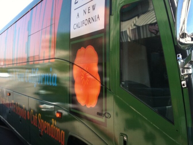 Republican Meg Whitman says she'll ride this bus around the state looking for votes in the final weeks of her campaign for governor against Democrat Jerry Brown.