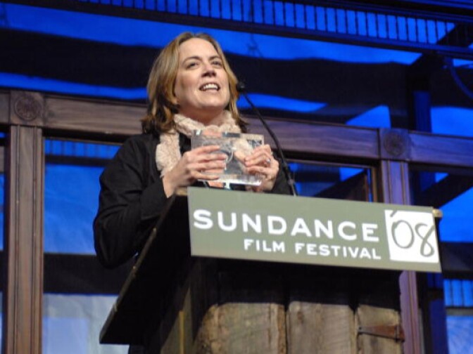 Director Marina Zenovich on stage during the 2008 Sundance Film Festival Awards Night Ceremony at the Racquet Club in Park City, Utah.