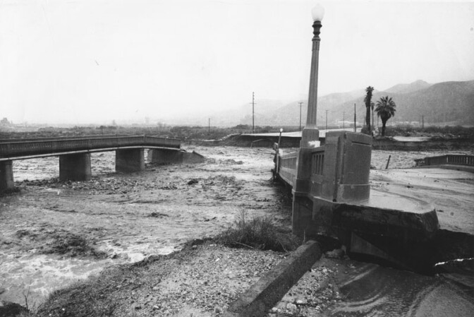 Two Los Angeles bridges collapsed from flood waters in 1969.