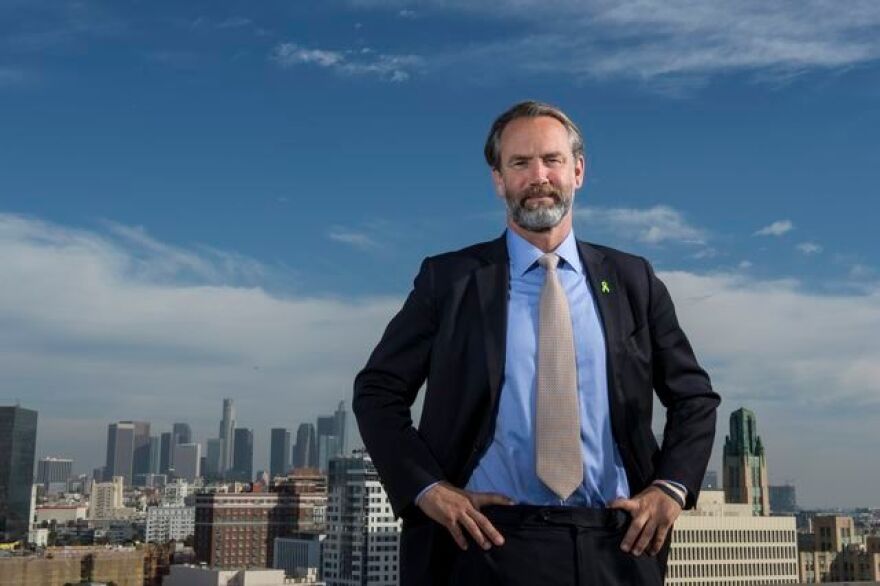 Jonathan Sherin, M.D., Ph.D., director of Department of Mental Health Los Angeles County, gazes outward in Los Angeles in this February 16 file photo.