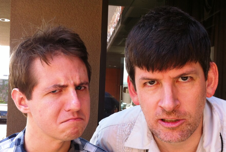 Hunter Davis and John Rabe practice scowling.