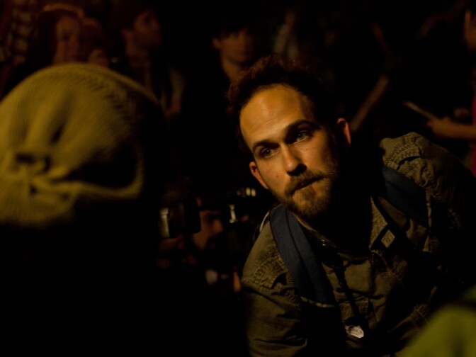 The Occupy protester who guided Sunday evening's general assembly spoke briefly with the encampment's official timekeeper.