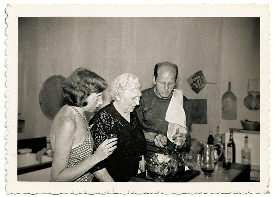Jackson Pollock cooks with his wife, the artist <a href="http://www.moma.org/collection/artist.php?artist_id=3240">Lee Krasner</a>, and his mother, Stella Pollock, in the kitchen of his home in Springs, in East Hampton, N.Y., 1950.