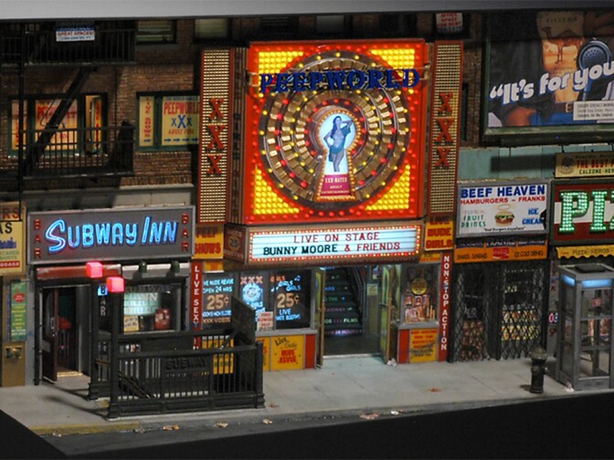 The exterior of Peeptown, the most intricate work LA artist Alan Wolfson has done. it even includes ...