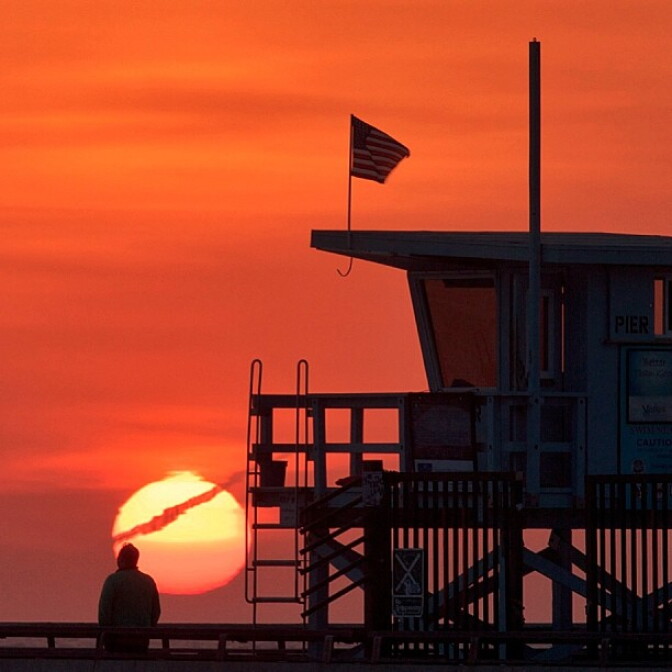 A SoCal sunset in silhouette.