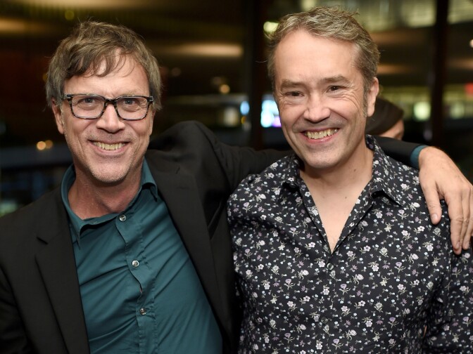 Director Todd Haynes (L) and composer Carter Burwell attend the reception for the premiere of "Carol" during the 53rd New York Film Festival at Alice Tully Hall, Lincoln Center on October 9, 2015 in New York City.  