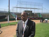 John Young of Reviving Baseball in Inner Cities at Jackie Robinson Stadium in Compton's Gonzales Park. 