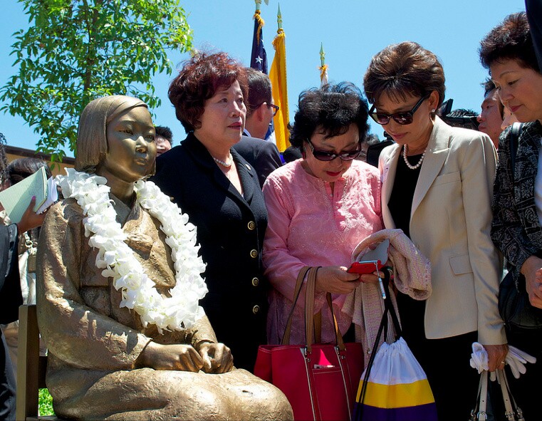 A statue commemorating the sexual slavery of Korean women by the Japanese army in the 1930s and World War II was unveiled in July 2013 in Glendale, Calif.