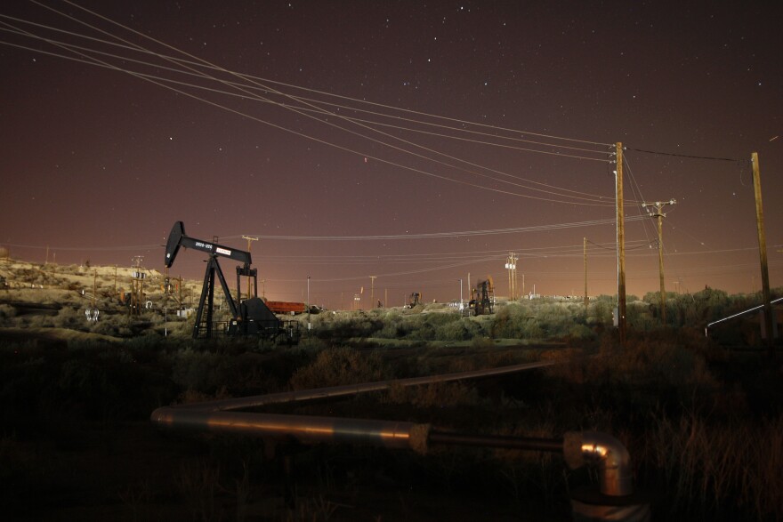 MCKITTRICK, CA - MARCH 23:  Pump jacks and wells are seen in an oil field on the Monterey Shale formation where gas and oil extraction using hydraulic fracturing, or fracking, is on the verge of a boom on March 23, 2014 near McKittrick, California. Critics of fracking in California cite concerns over water usage and possible chemical pollution of ground water sources as California farmers are forced to leave unprecedented expanses of fields fallow in one of the worst droughts in California history. Concerns also include the possibility of earthquakes triggered by the fracking process which injects water, sand and various chemicals under high pressure into the ground to break the rock to release oil and gas for extraction though a well. The 800-mile-long San Andreas Fault runs north and south on the western side of the Monterey Formation in the Central Valley and is thought to be the most dangerous fault in the nation. Proponents of the fracking boom saying that the expansion of petroleum extraction is good for the economy and security by developing more domestic energy sources and increasing gas and oil exports.   (Photo by David McNew/Getty Images)