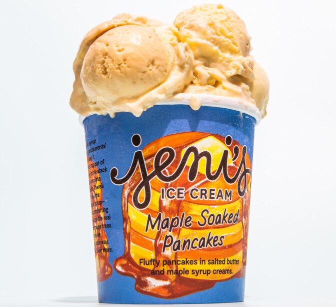 A pint of Maple Soaked Pancakes ice cream from Jeni's 