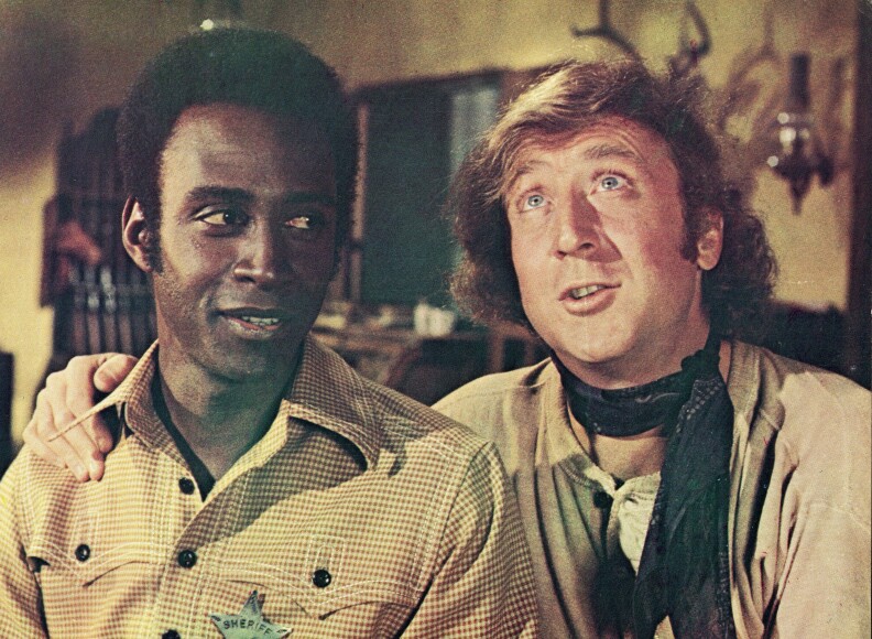 Cleavon Little as Sheriff Bart and Gene Wilder as the Waco Kid in the movie Blazing Saddles.