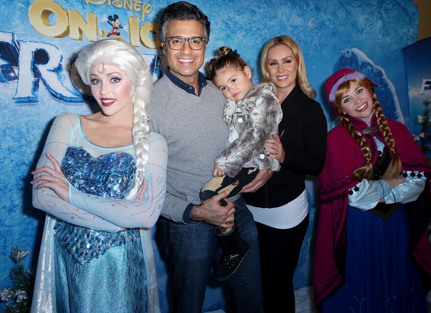 Elsa, Jaime Camil, Elena Camil, Heidi Balvanera and Anna arrive at the Los Angeles Premiere of Disney On Ice: Frozen at the Staples Center on December 10, 2015.