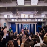 WASHINGTON, DC - JANUARY 24: White House Press Secretary Sean Spicer takes questions during the daily press briefing in the James Brady Press Briefing Room at the White House, January 24, 2017 in Washington, DC. Spicer did not offer evidence to support President Trump's claim that millions of people voted illegally. (Photo by Drew Angerer/Getty Images)