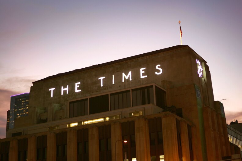 File: The Los Angeles Times building is seen on the eve of a board meeting of Tribune Co. directors on Sept. 20, 2006 in Los Angeles.