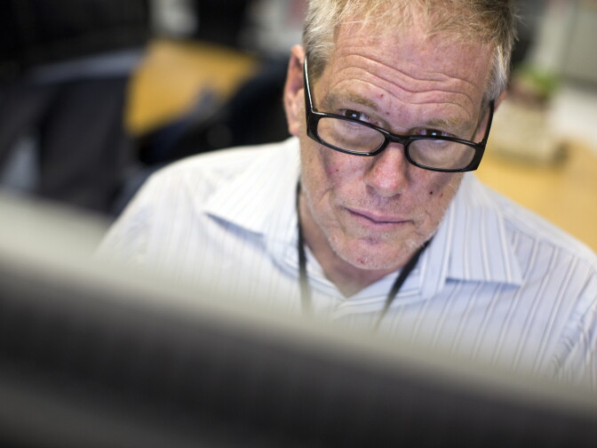 Frank Miller, a student at the Anne Douglas Center at the Los Angeles Mission, takes a computer class at the mission on Tuesday, Dec. 16, 2014.