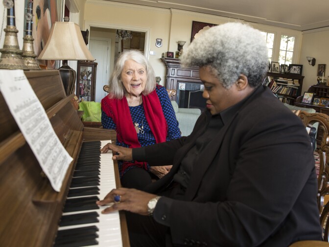 At 90 years old, Barbara Dane is still rehearsing and recording music. Her accompanist is Tammy Hall. 