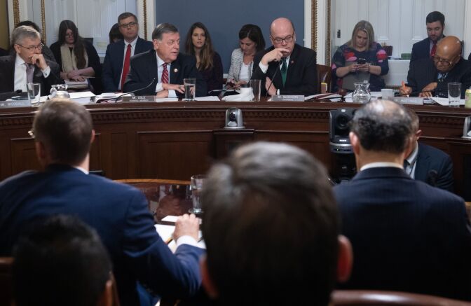 Members of the House Rules Committee hold a hearing on the impeachment of US President Donald Trump at the US Capitol in Washington, DC, December 17, 2019. (Photo by SAUL LOEB / AFP) (Photo by SAUL LOEB/AFP via Getty Images)