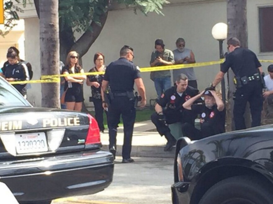 Sgt. Daron Wyatt with the Anaheim Police Department tells The Associated Press two people who were part of a counter-protest at a KKK gathering Saturday afternoon in Anaheim were stabbed in separate incidents.
