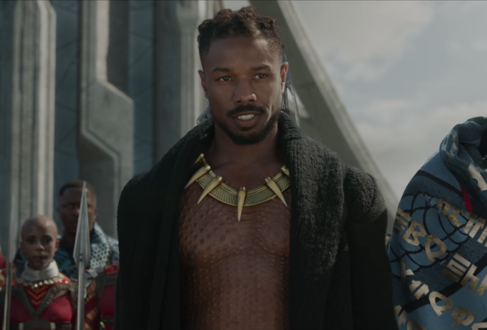 Michael B. Jordan plays Erik Killmonger in "Black Panther."