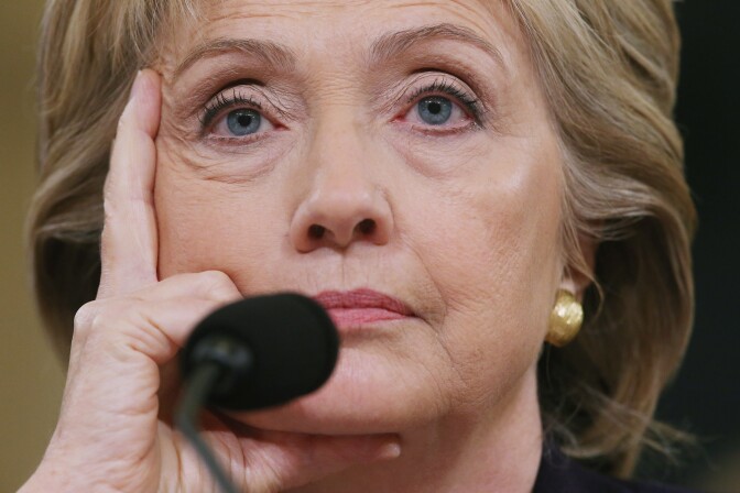 Democratic presidential candidate and former Secretary of State Hillary Clinton testifies before the House Select Committee on Benghazi October 22, 2015 on Capitol Hill in Washington, DC.