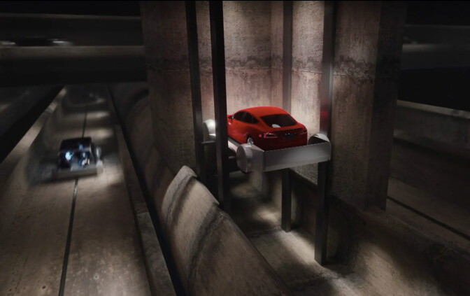 A visualization of how Elon Musk's system of underground 3D tunnels might operate beneath Los Angeles.