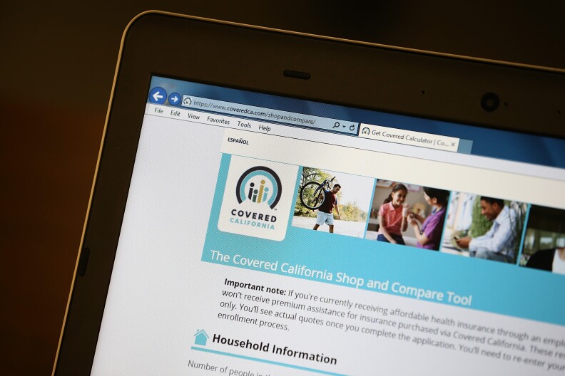 SAN FRANCISCO, CA - MARCH 18:  The Covered California website is displayed during a healthcare enrollment fair at the office of SEIU-United Healthcare Workers West on March 18, 2014 in San Francisco, California. With less than two weeks to go before the deadline to sign up for healthcare, SEIU-United Healthcare Workers West (SEIU-UHW) held a free healthcare enrollment fair to help people sign up for free and low-cost health coverage through Medi-Cal or Covered California.  (Photo by Justin Sullivan/Getty Images)