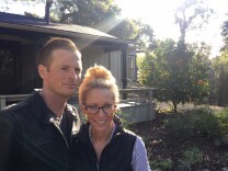 Geoff Gray and his partner Dina Landi stand outside their home, which survived the Montecito mudslides. 