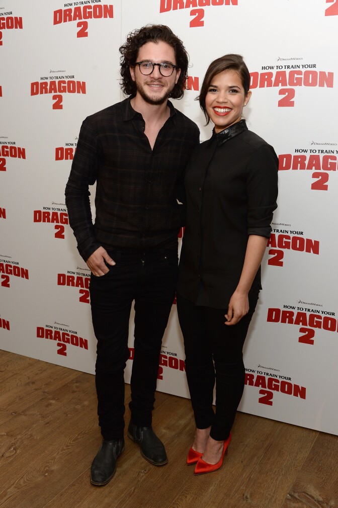 Actors Kit Harington and America Ferrera attend the DreamWorks Animation & 20th Century Fox screening of "How To Train Your Dragon 2" on June 11, 2014 in New York City.  