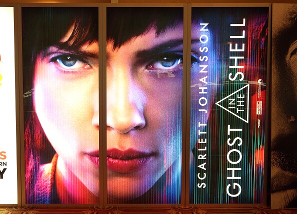 LAS VEGAS, NV - MARCH 27:  An advertisement for the upcoming movie "Ghost in the Shell" is displayed at CinemaCon at Caesars Palace on March 27, 2017 in Las Vegas, United States.  (Photo by Gabe Ginsberg/WireImage)