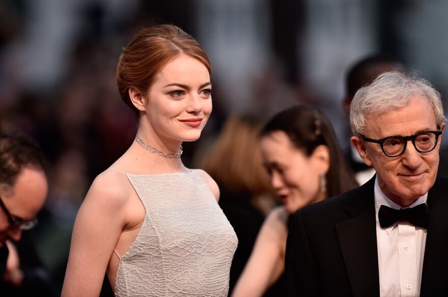 Emma Stone and Woody Allen attend the Premiere of "Irrational Man" during the 68th annual Cannes Film Festival on May 15, 2015 in Cannes, France.