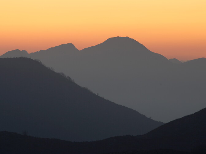  Night falls in the mountains of Angeles National Forest on October 2, 2013 in the San Gabriel Mountains, northeast of Los Angeles, California. 