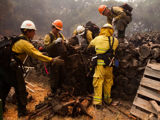 Firefighters put out a small fire at a house in  Hidden Valley, Calif., on May 3, 2013.