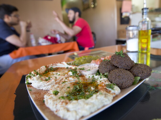 Falafel Island dish in Kareem's Restaurant in Anaheim, California on September 28th, 2016.