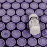 Pfizer's Covid-19 vaccine is pictured at Rady Children's Hospital before it's placed back in the refrigerator in San Diego, California on December 15, 2020. (Photo by ARIANA DREHSLER / AFP) (Photo by ARIANA DREHSLER/AFP via Getty Images)