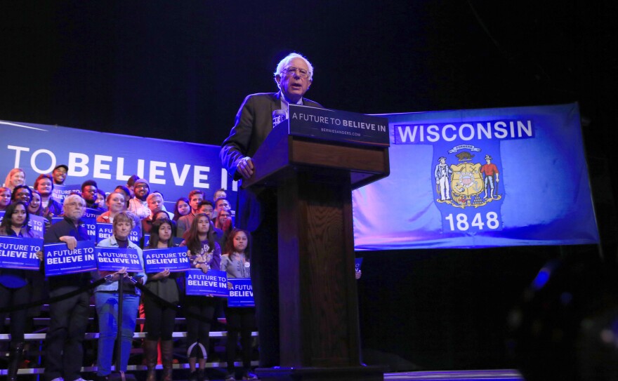 MADISON, WI - MARCH 30: Democratic Presidential candidate Sen. Bernie Sanders (D-VT) speaks at an event March 30, 2016 in Madison, Wisconsin. Candidates are campaigning in Wisconsin ahead of the state's April 5th primary. (Photo by Darren Hauck/Getty Images)