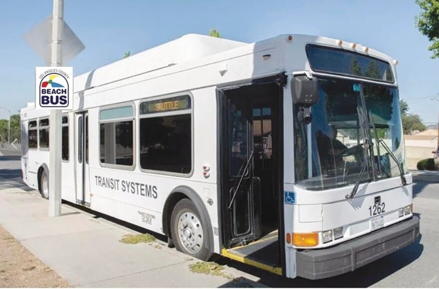A photo of the Beach Bus — a summer shuttle service that takes L.A. County residents living furthest from the coast to Santa Monica.