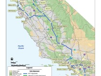 Map of the California High-Speed Rail Authority's proposed routes. The map shows where the train routes or alignments are proposed. No proposed alignment is final until the Environmental Impact Statement/Environmental Impact Report process is complete for that section.