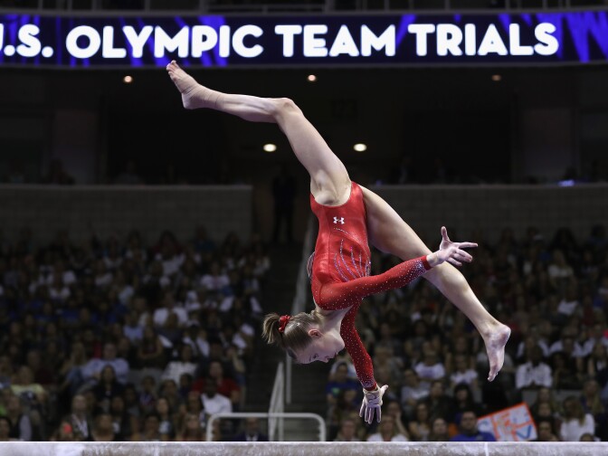 SAN JOSE, CA - JULY 08:  Madison Kocian competes on the balance beam during day 1 of the 2016 U.S. Olympic Women's Gymnastics Team Trials at SAP Center on July 8, 2016 in San Jose, California.  (Photo by Ronald Martinez/Getty Images)