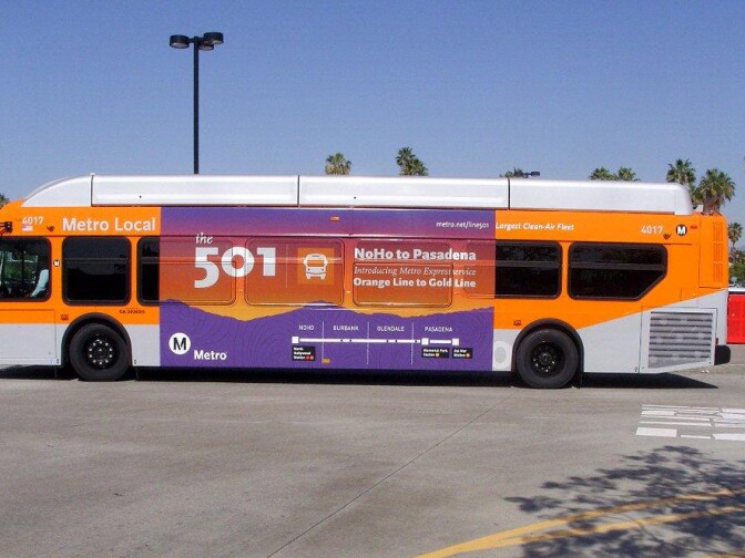The new service, Line 501, will connect the Metro Red and Orange lines in North Hollywood and the Metro Gold Line in Pasadena.