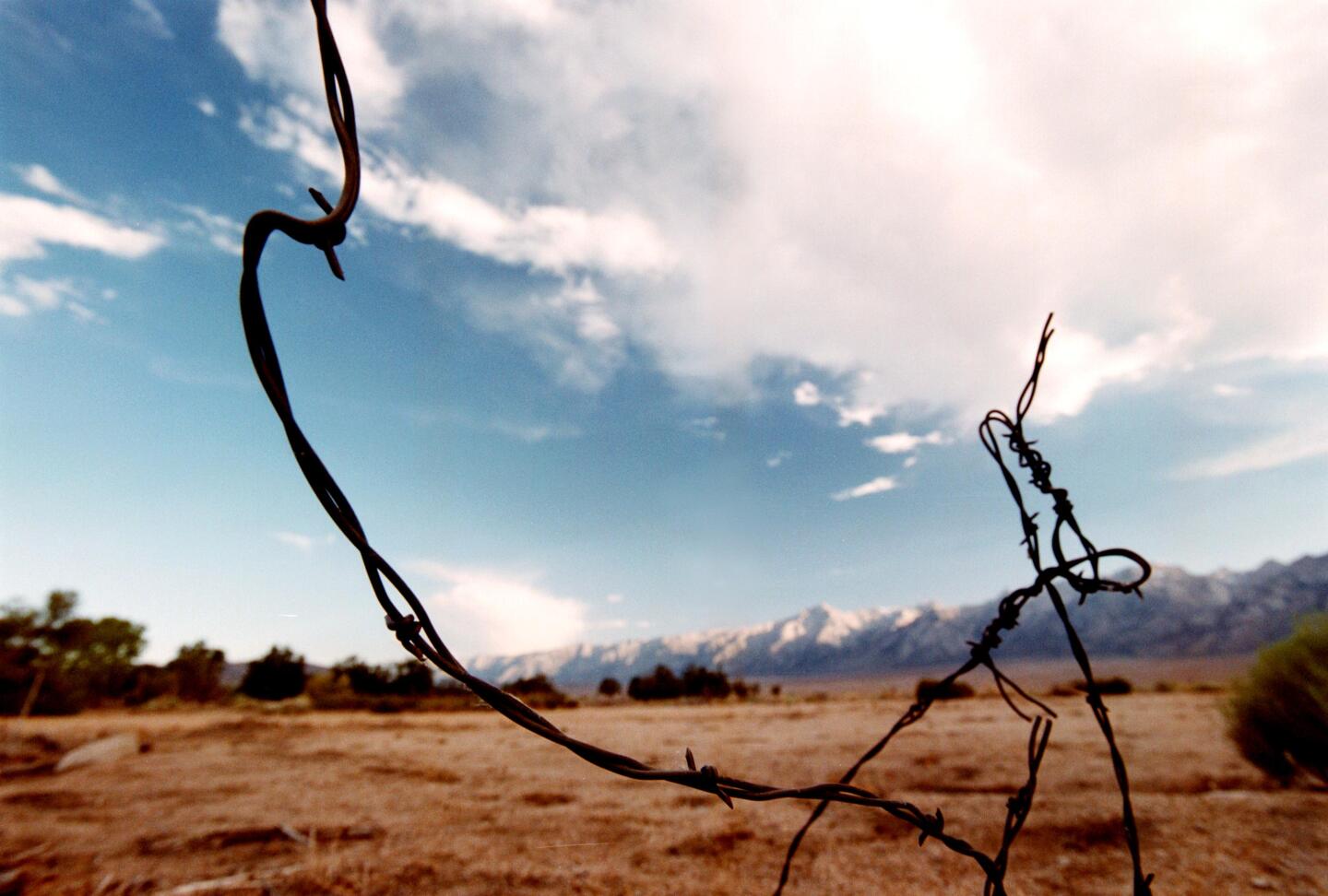 Old twisted barded wire and other artifacts are still scattered around the Manzanar War Relocation Center south of Independence, CA, June 25, 2000 where 10,000 Japanese-American citizens and Japanese aliens were interned during World War II