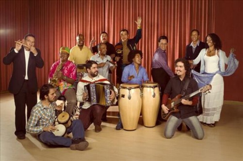 Group shot of the Colombian collective known as Ondatrópica 