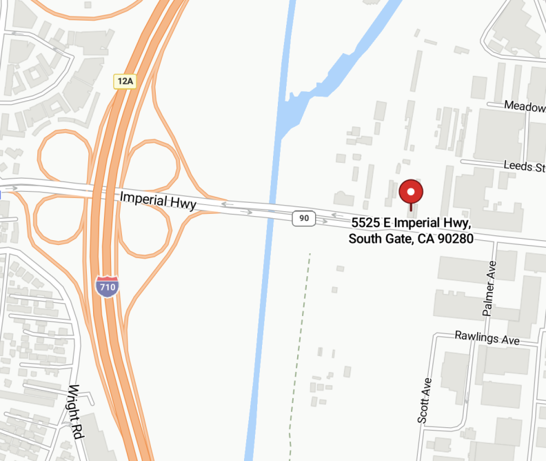 A screen shot of a map showing the 710 Freeway and the Los Angeles River along with an Imperial Highway address.