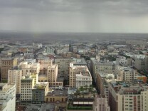 Rain in downtown Los Angeles on Monday, Oct. 19, 2015.