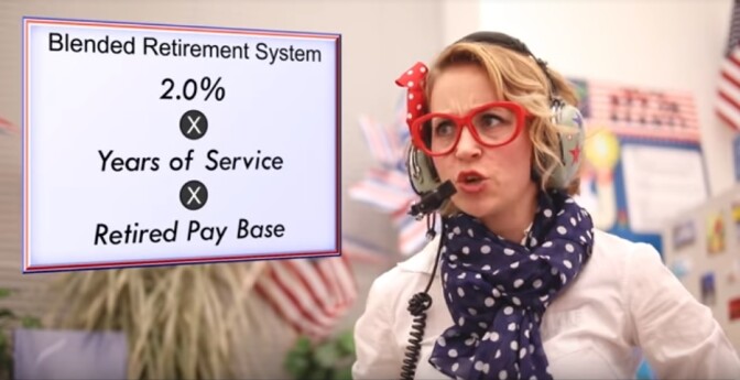 The Department of Defense is investing in training and financial literacy tools to help with the transition to the Blended Retirement Program. Pictured: "Robyn," the Blended Retirement System Guru, who helps answer questions in a Youtube series.