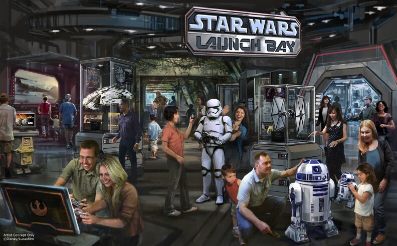 Star Wars Launch Bay concept art, coming soon to Disneyland and Disney World.